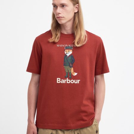 Barbour X Maison Kitsuné T-Shirt Beaufort Fox Herren Garantie T-Shirts Burnt Henna