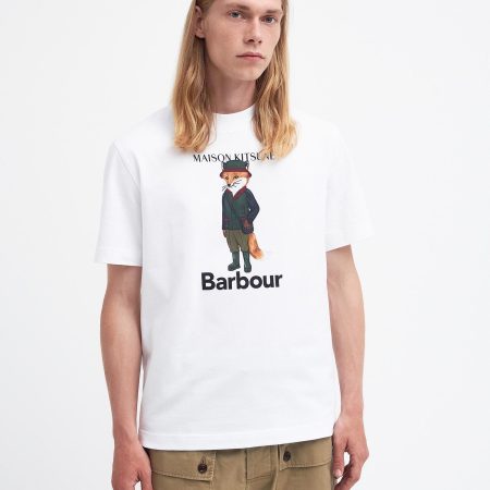 T-Shirts Herren Classic White Popularität Barbour X Maison Kitsuné T-Shirt Beaufort Fox